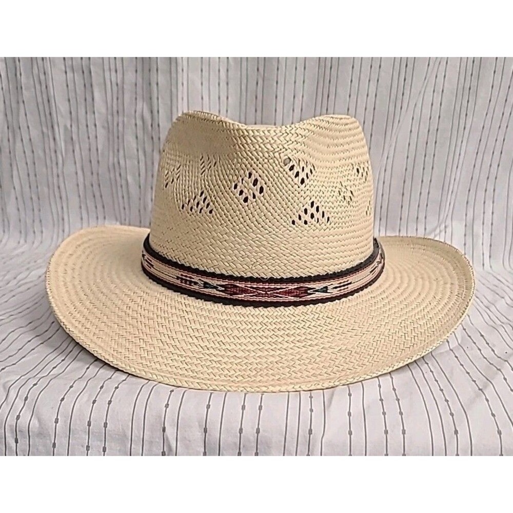 Fiesta Phx, AZ Wide Brim Straw Hat Size Lrg Summer Vacay Casual Preppy Work